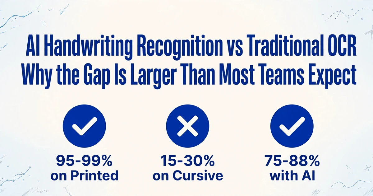 Comparison of AI handwriting recognition vs traditional OCR accuracy on printed and cursive text