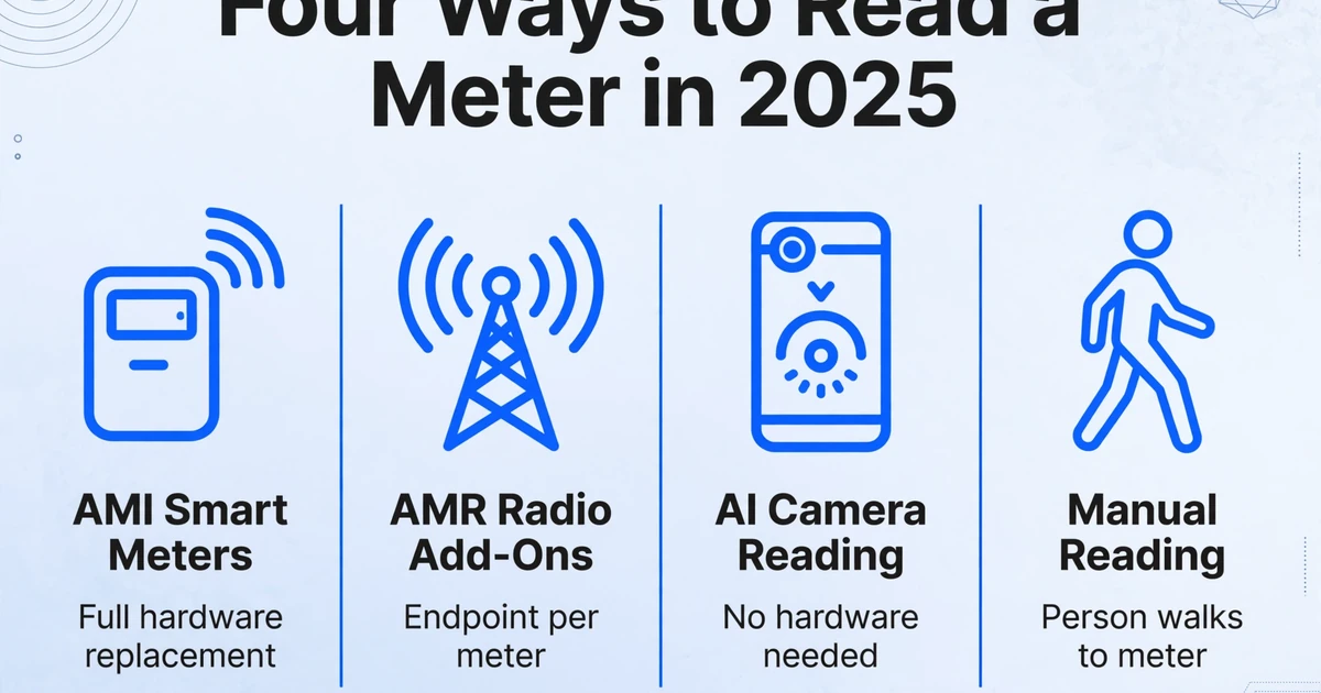 2025年のメーター検針方法4つ：AMIスマートメーター、AMR無線アドオン、AIカメラ検針、手動検針
