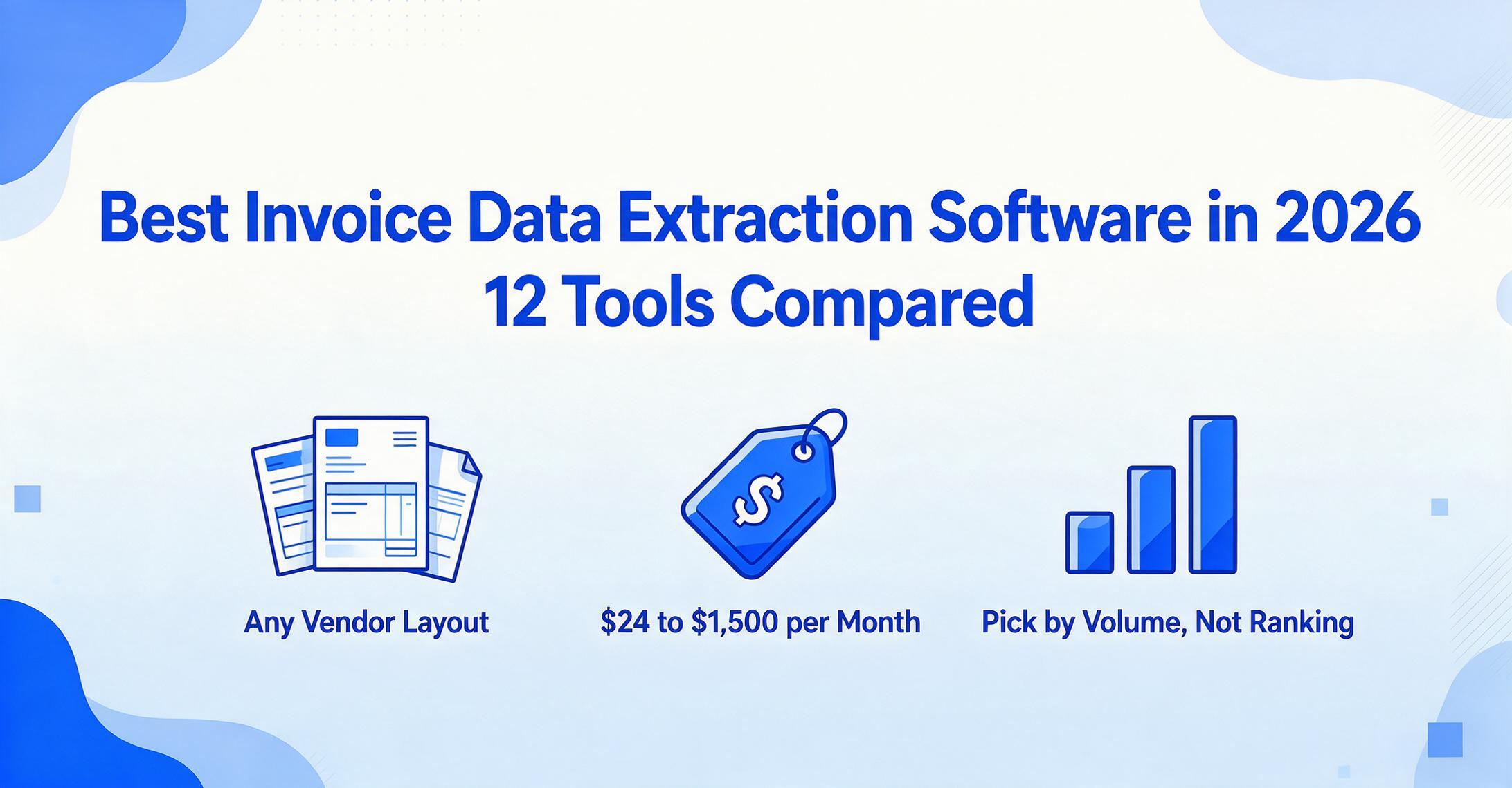 Editorial-style hero graphic with the article title and three flat vector icons showing any vendor layout, a monthly price range from $24 to $1,500, and picking by volume rather than ranking.