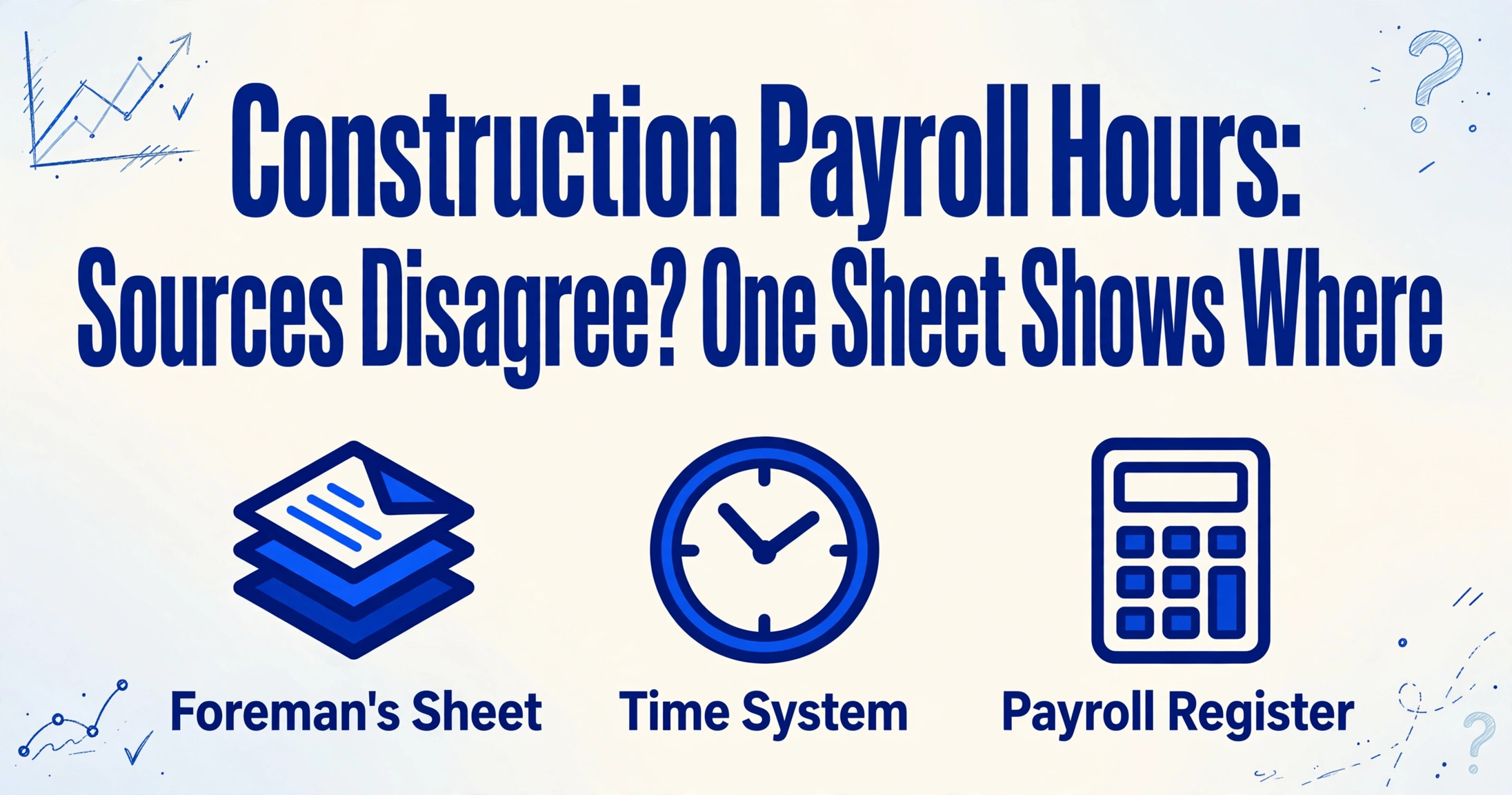 Construction payroll hours sources disagree one sheet shows where with foreman sheet time system and payroll register icons
