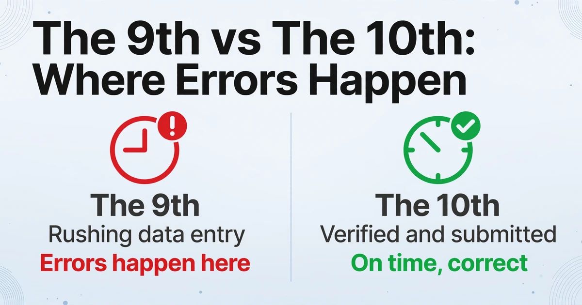 Comparison of rushing data entry on the 9th versus verified submission on the 10th