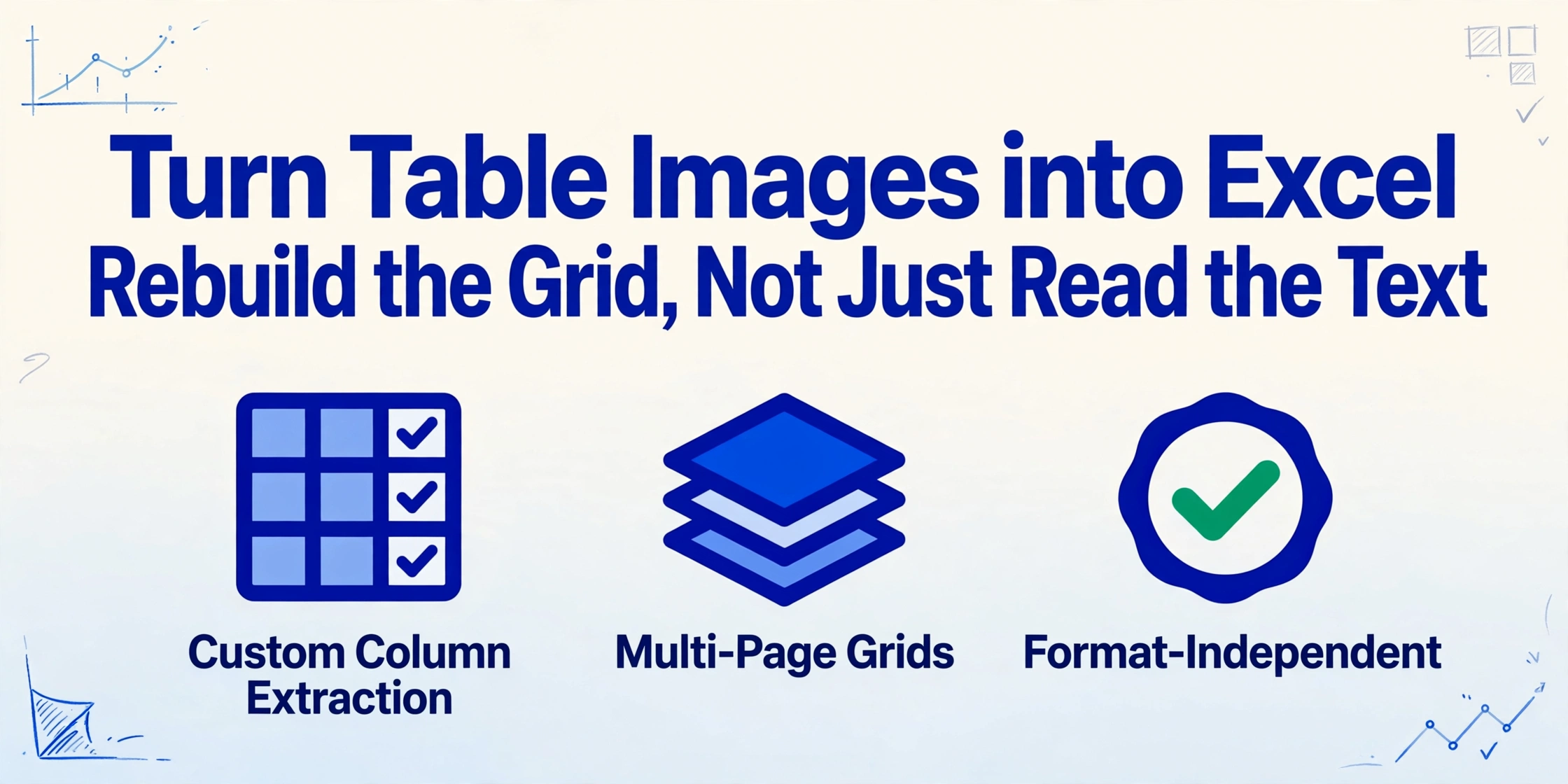 Image to Excel Converter — Rebuild Tables from Photos, Screenshots, and Scanned Grids | ImageToTable.ai
