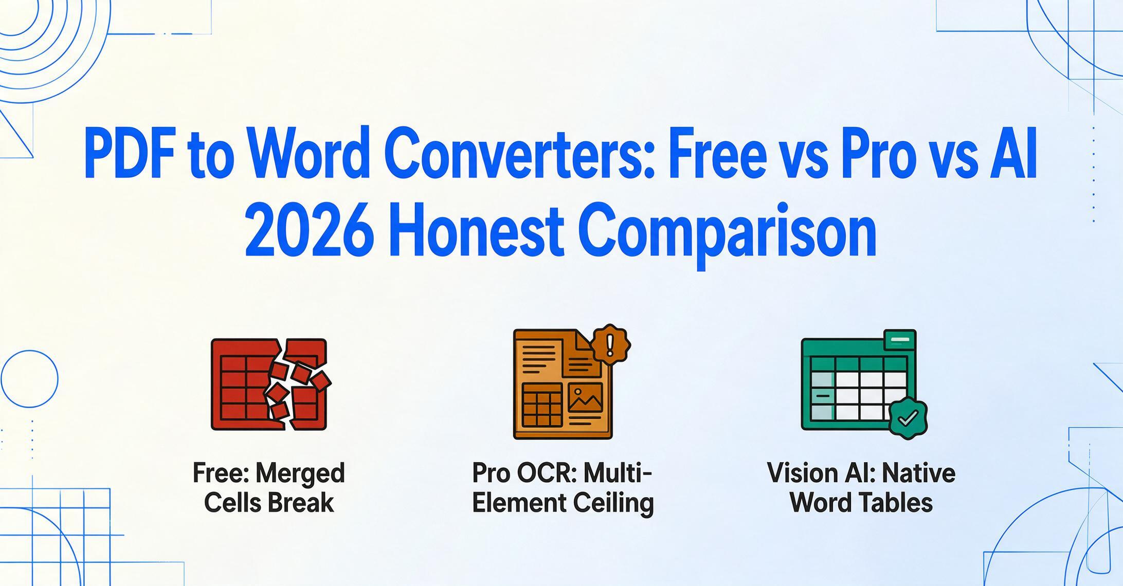 PDF to Word Converters: Free vs Pro vs AI — 2026 Honest Comparison