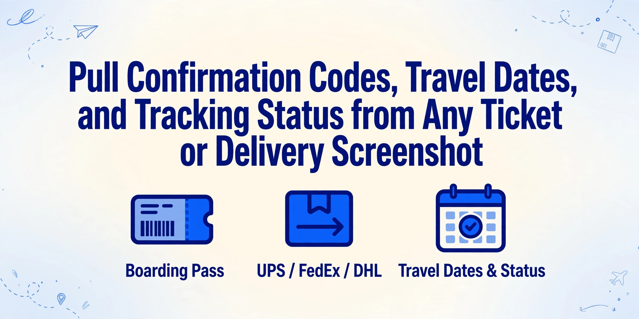 Recognize Confirmation Codes and Tracking Numbers on Travel Ticket Screenshots — Boarding Pass, UPS, FedEx | ImageToTable.ai